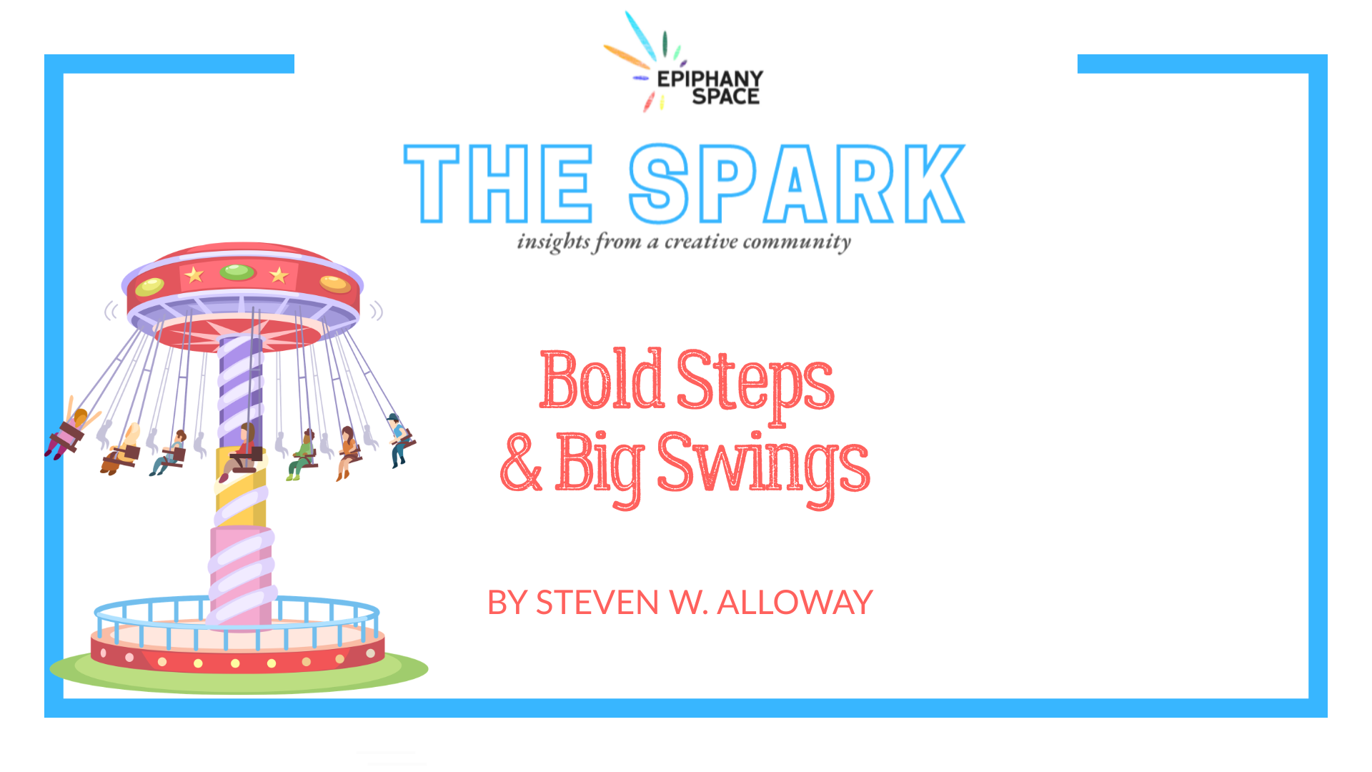 Illustration of amusement park swing ride symbolizing creative risk and bold artistic growth