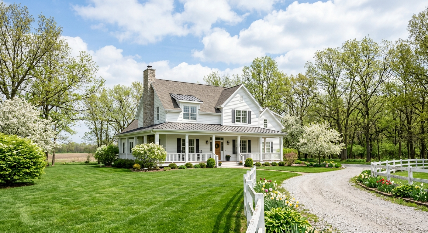Suburban home in Fremont Nebraska on a clear day with a well-kept lawn and traditional midwestern architecture
