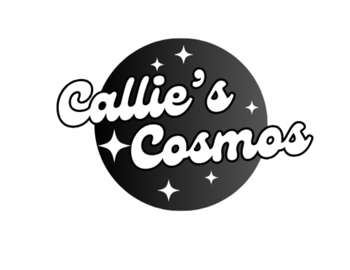 A black and white logo for callie 's cosmos