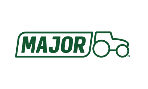 The Major logo is green and has a tractor on it.