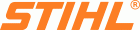 A close up of a stihl logo on a white background