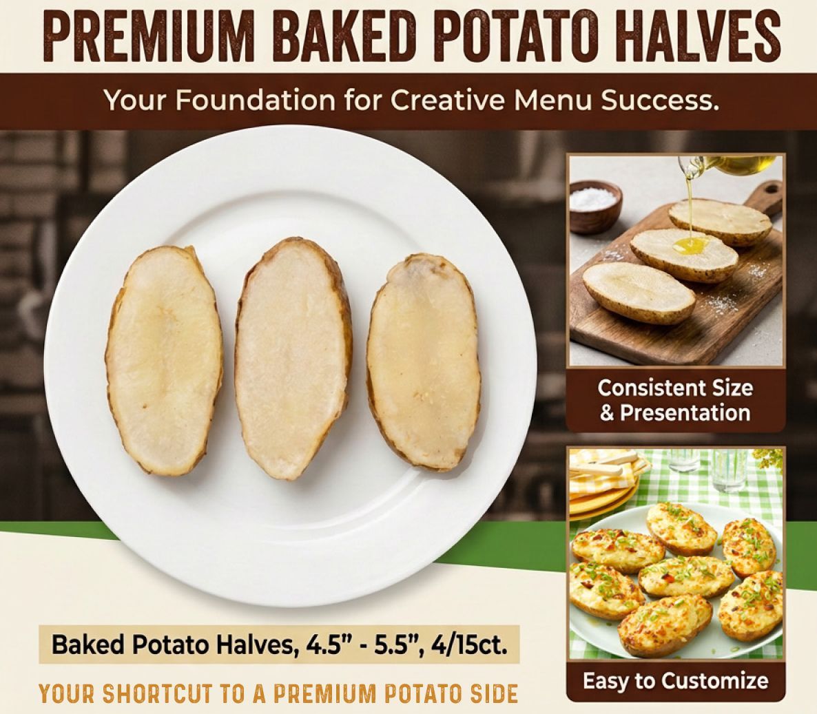 Premium baked potato halves