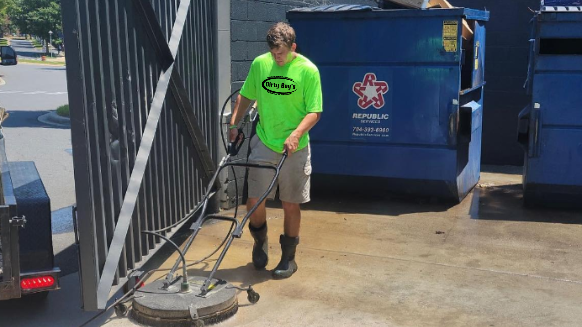 Pressure washing the floor