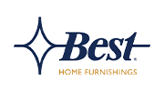 Best Home Furnishings logo: Blue diamond with text "Best" and "HOME FURNISHINGS" in dark blue and gold.