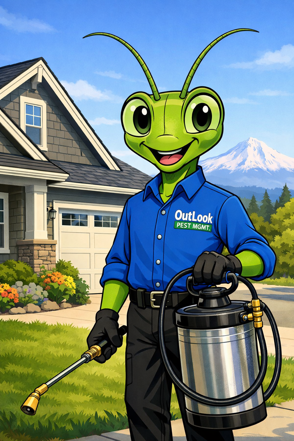 Manny the mantis about to service a home in Woodburn, OR