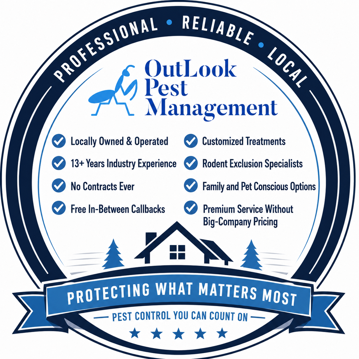 Locally owned pest control badge
