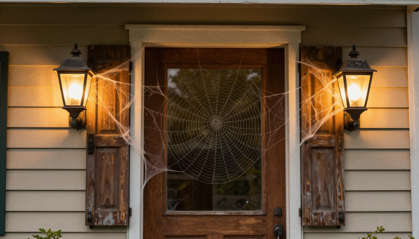 Spider webs infront of a hubbard, Oregon home