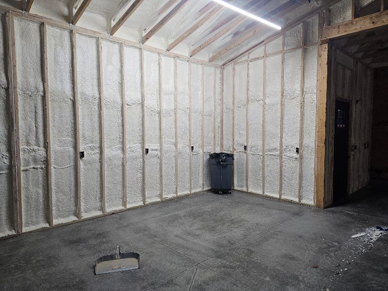 A room is being installed with foam insulation.
