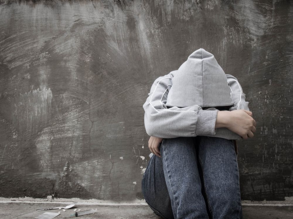Drugs addiction and withdrawal symptoms concept
