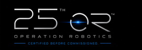 25th Operation Robots logo in white and blue on a black background