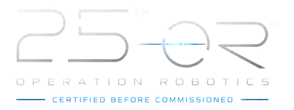 Logo reading “25 years” and “CERTIFIED BEFORE COMMISSIONED” in silver and blue on white.