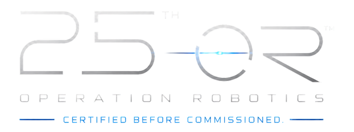 Logo reading “25 years” and “CERTIFIED BEFORE COMMISSIONED” in silver and blue on white.