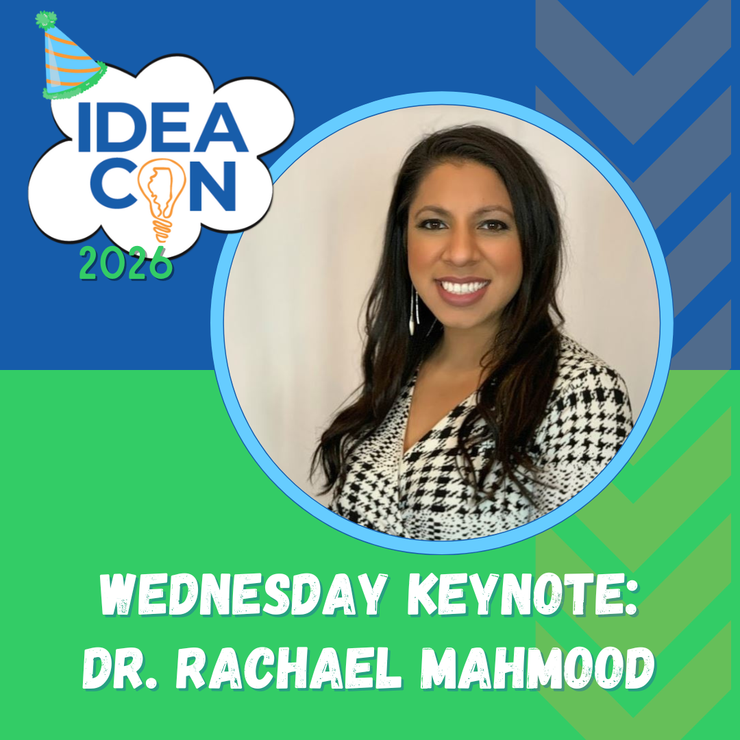 IDEAcon 2026 graphic with a photo of Dr. Rachael Mahmood, the Wednesday keynote speaker.