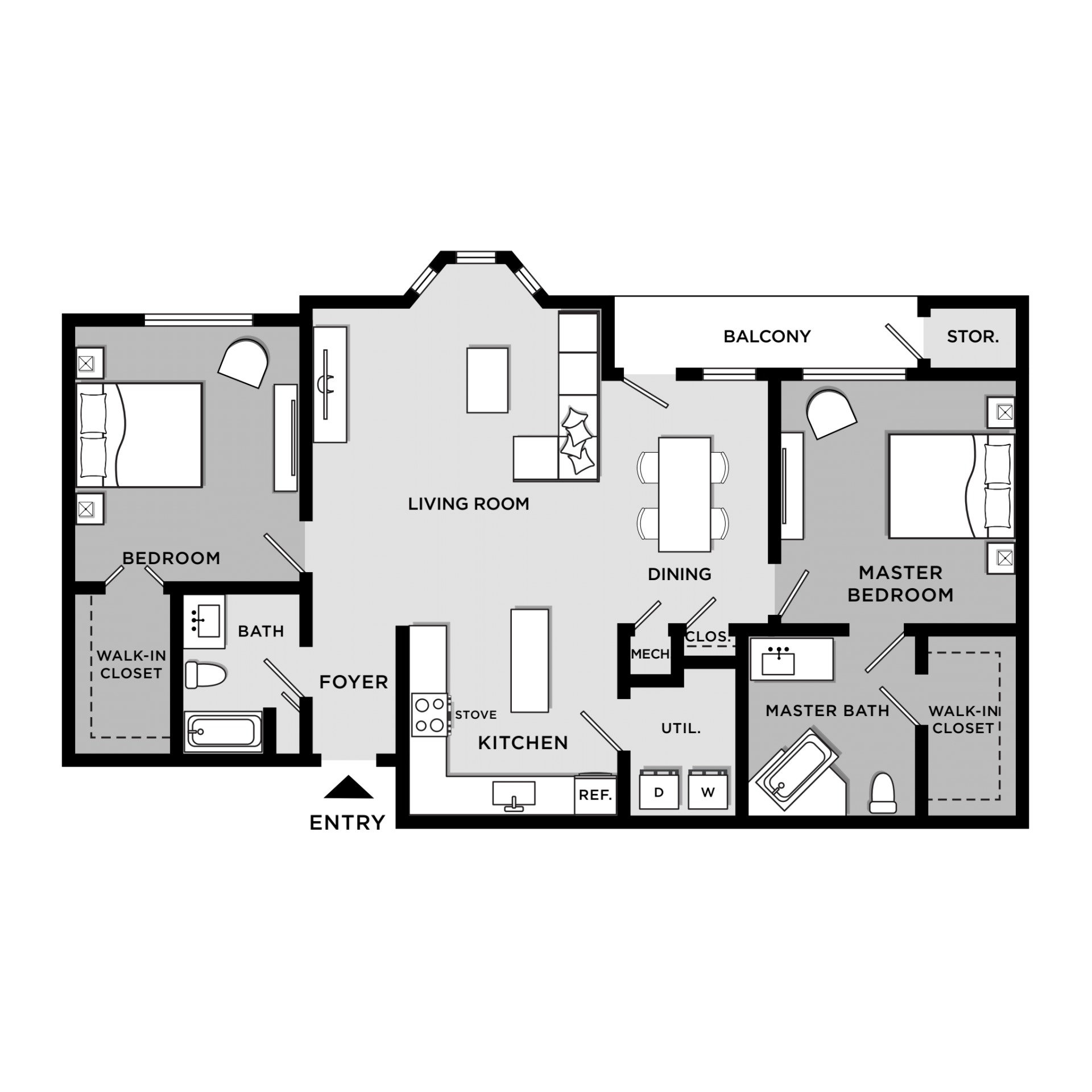 2 bedroom 2 bathroom floor plan