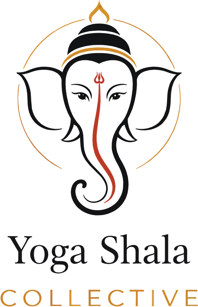 Yoga Shala Collective logo: a line drawing of Ganesha within a gold circle, above the studio name