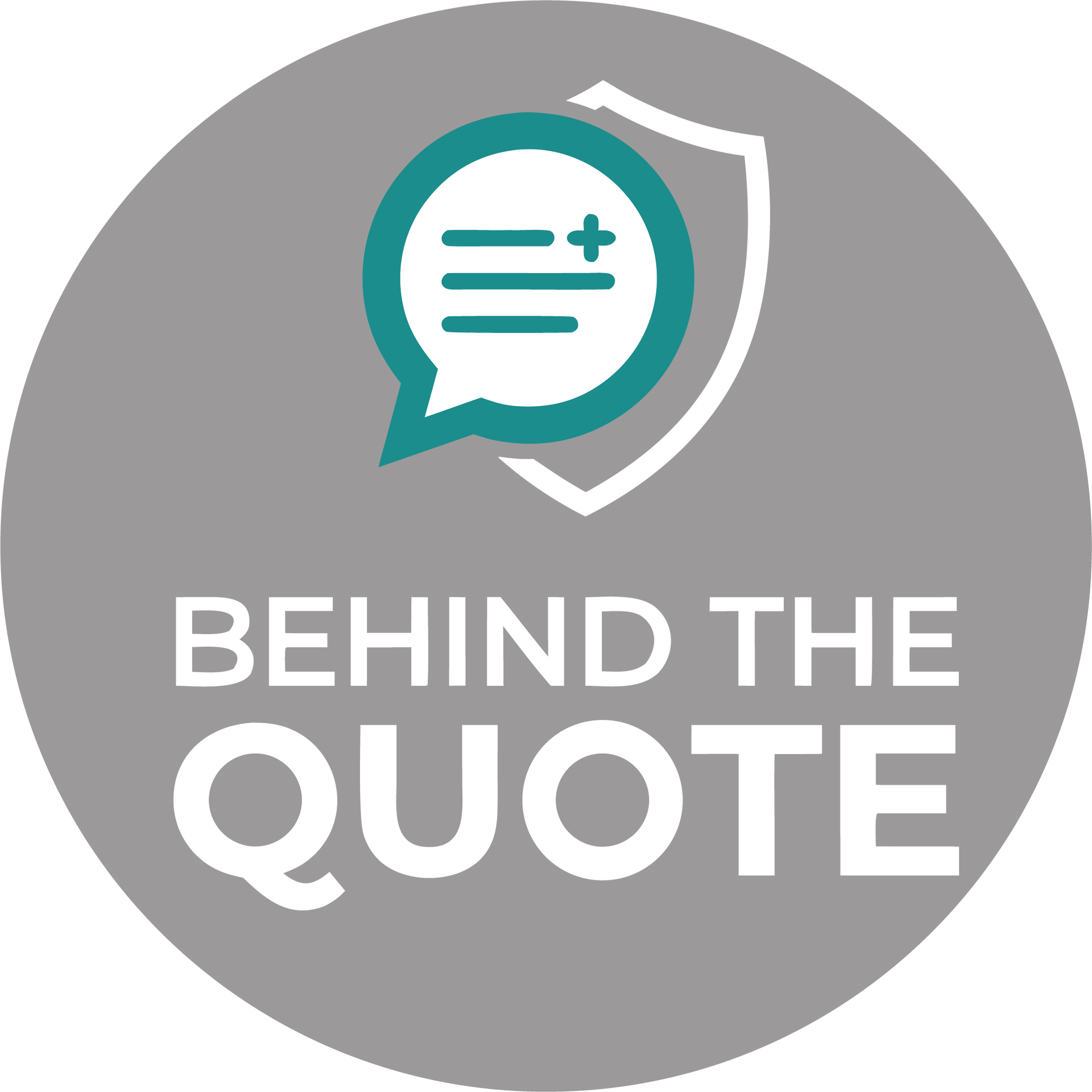 Gray circular logo with a vintage microphone and the words “Behind the Premium”