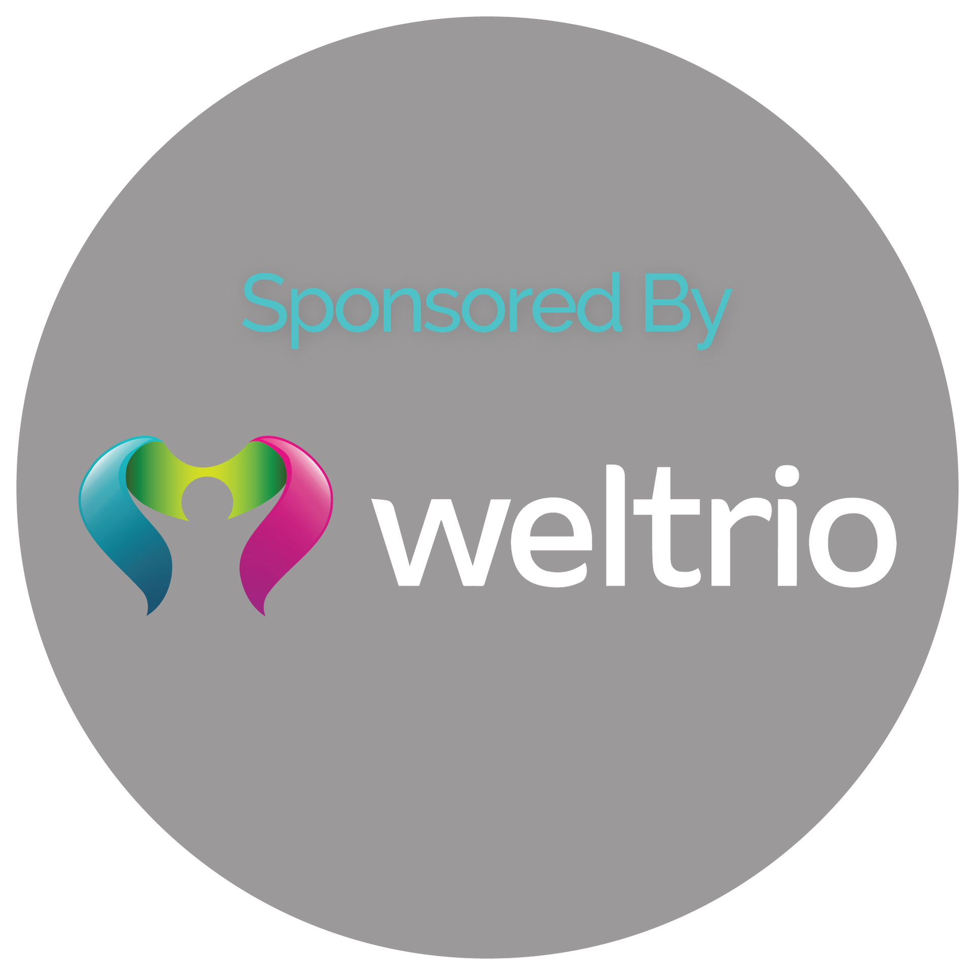 Sponsored by Weltrio logo on a gray circle background