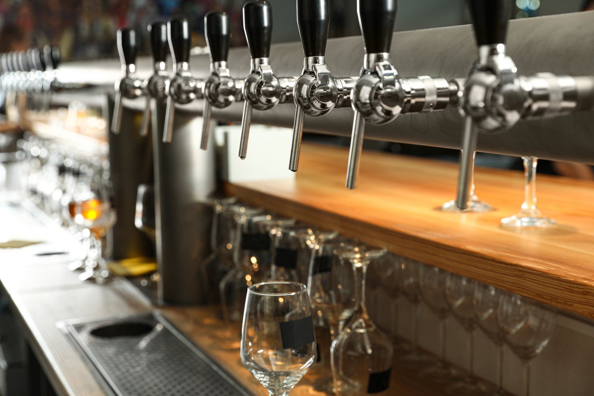 line of bar taps