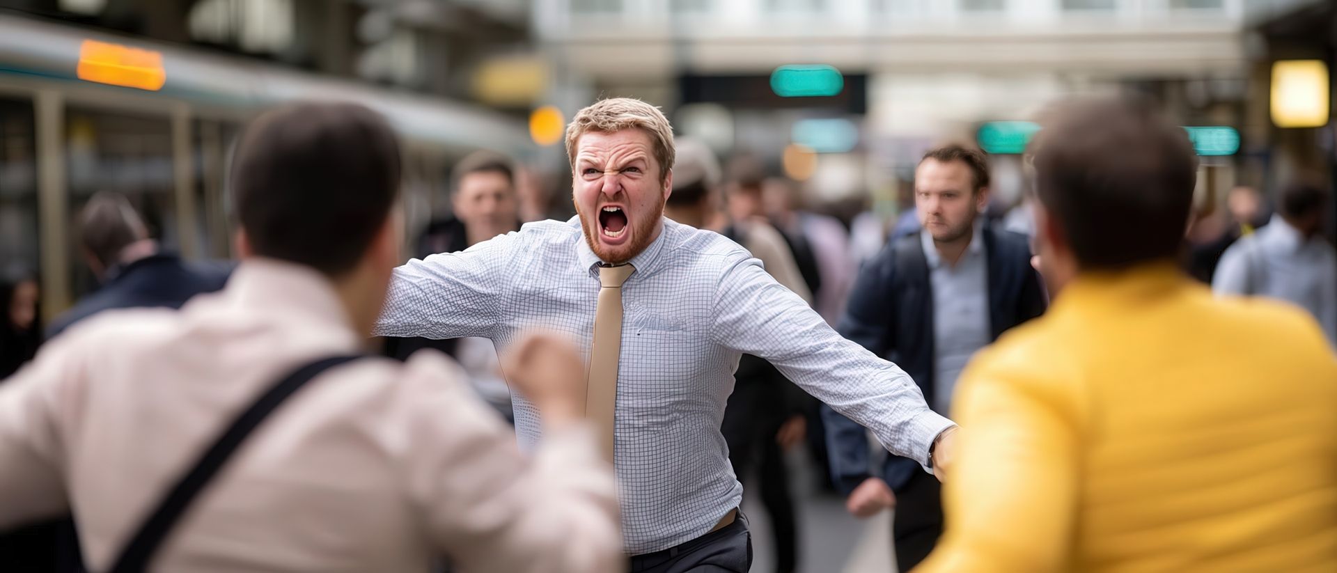 physical altercation on the train between two men