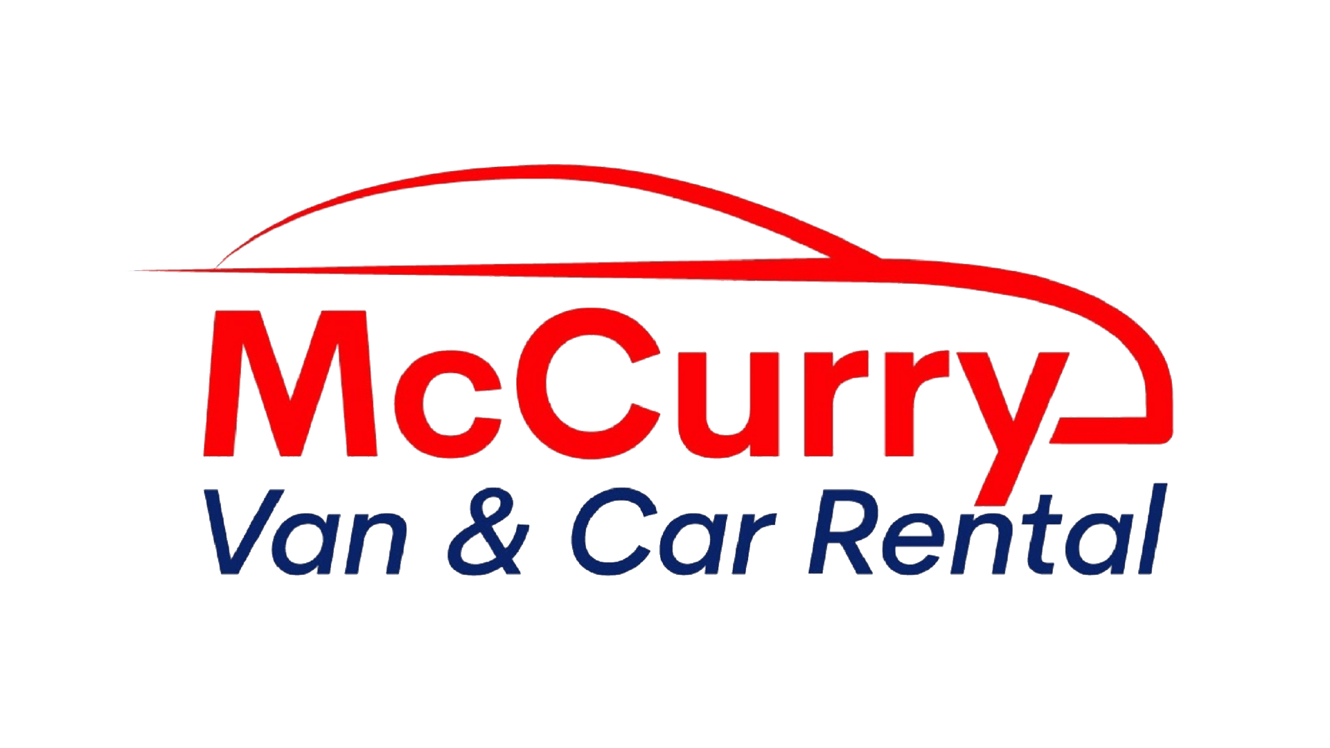 Logo for McCurry Van & Car Rental featuring a red stylized car outline above the company name in red and blue text.