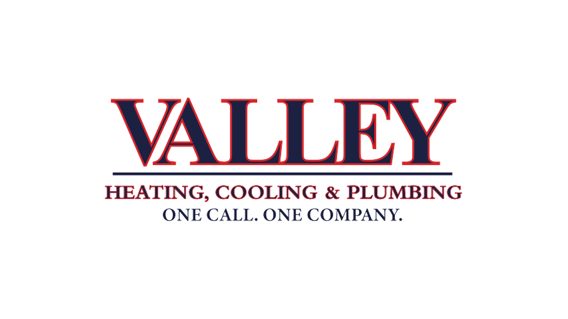 Logo for Valley Heating, Cooling & Plumbing; the word VALLEY in dark blue with tagline below.