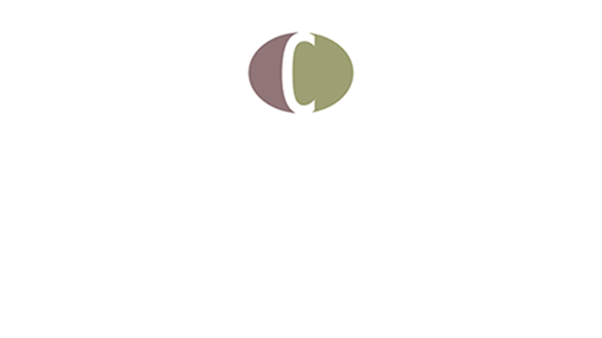 A white letter C centered on an oval background split between brown on the left and olive green on the right.