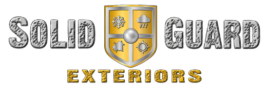 Solid Guard Exteriors logo with gold shield and black-gray text on white background
