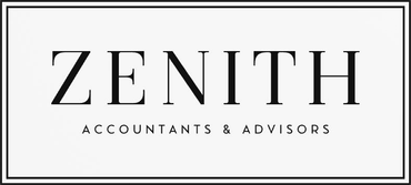 The zenith accountants and advisors logo is black and white.