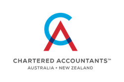 Chartered Accountants Australia and New Zealand logo in blue, red, and gray.