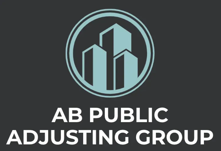 The ab public adjusting group logo is on a black background.