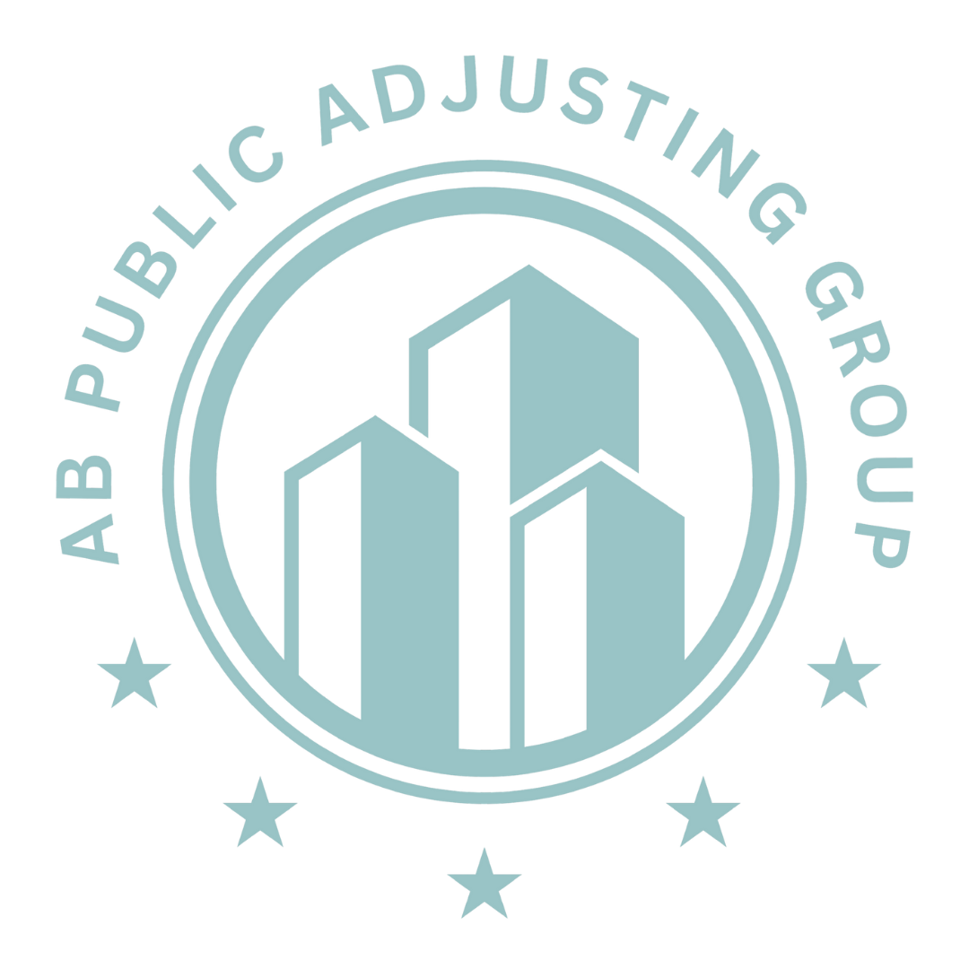 The ab public adjusting group logo is on a black background.