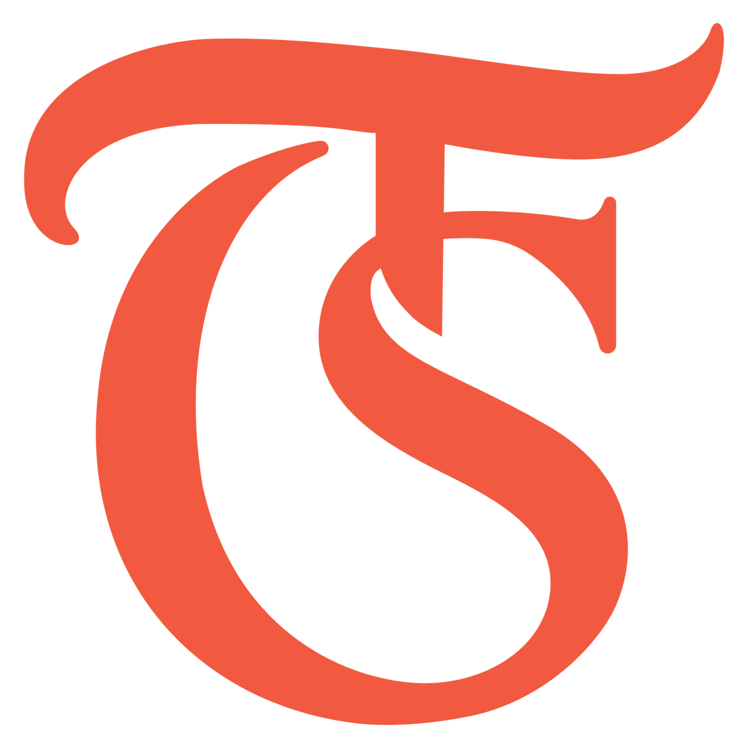 TS monogram in orange.