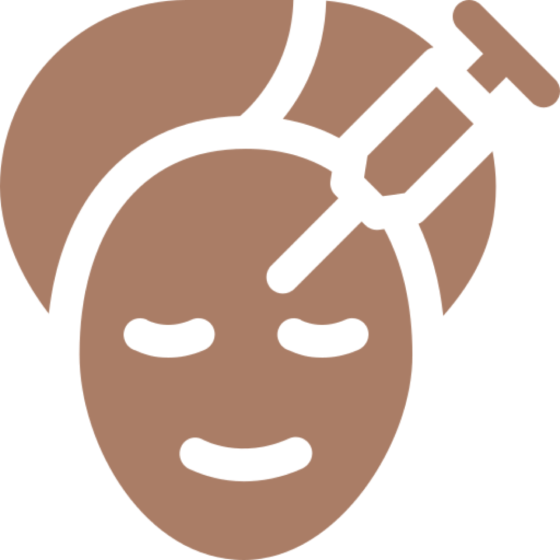 icon of a face with eyes closed and a syringe entering the head