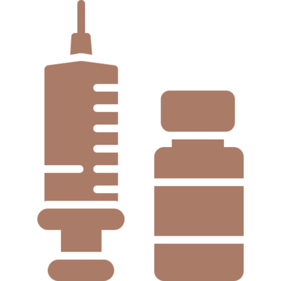syringe and medicine bottle icons on a white background