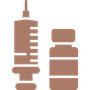 syringe and medicine bottle icons on a white background