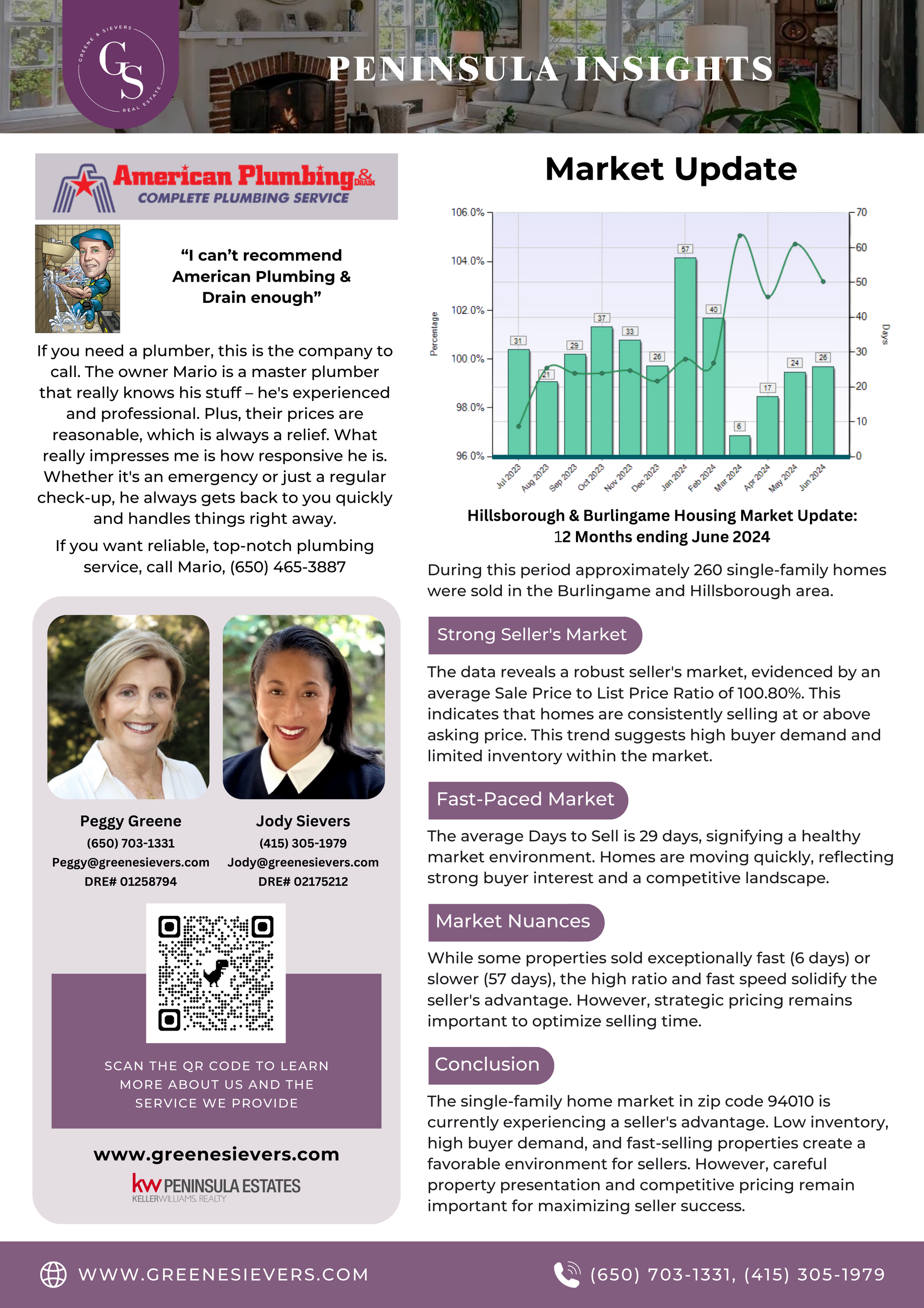 A flyer with a picture of two women and a graph on it.