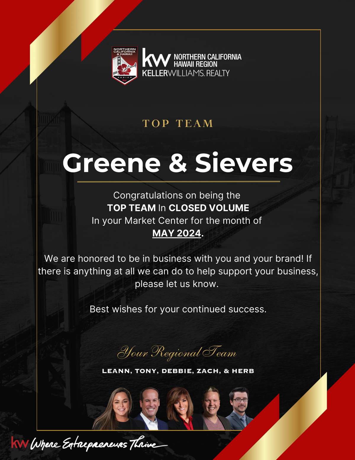 A certificate that says greene & sievers on it