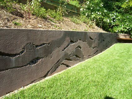 Stamped concrete retaining wall