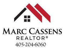 Marc Cassens Realtor logo with red roof icon and phone number 405-204-6060