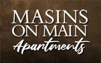 Masins on Main Apartments logo in white text on a brown background
