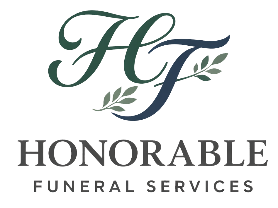 Logo for Honorable Funeral Services featuring the initials