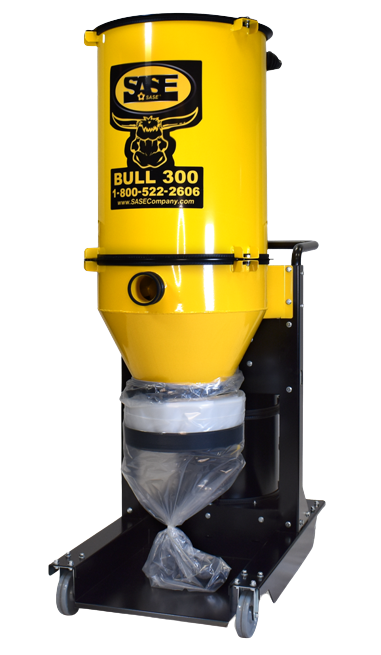 A yellow vacuum cleaner with a bull on it