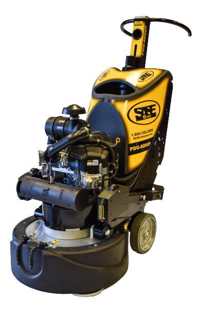 A yellow and black machine with the word see on it