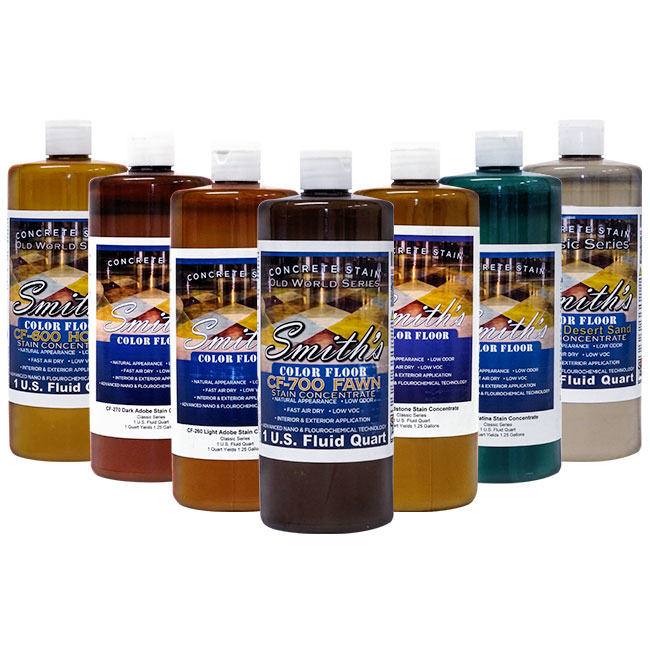 A group of bottles of smith 's color floor stain