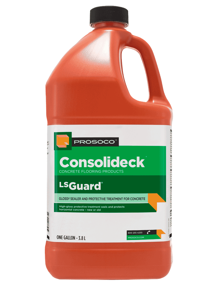 A bottle of prosoco consoledeck concrete flooring products