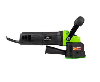 A green and black grinder on a white background.