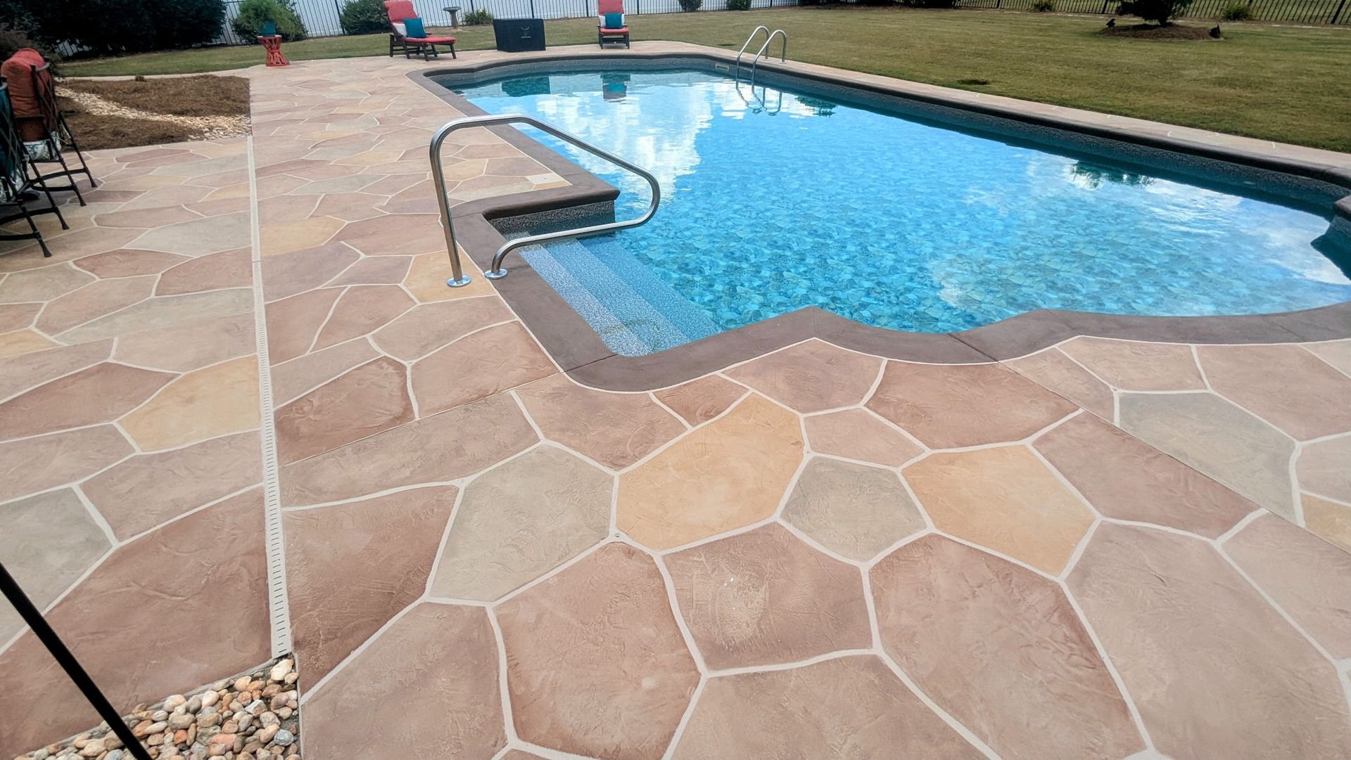 stamped concrete overlay pool deck