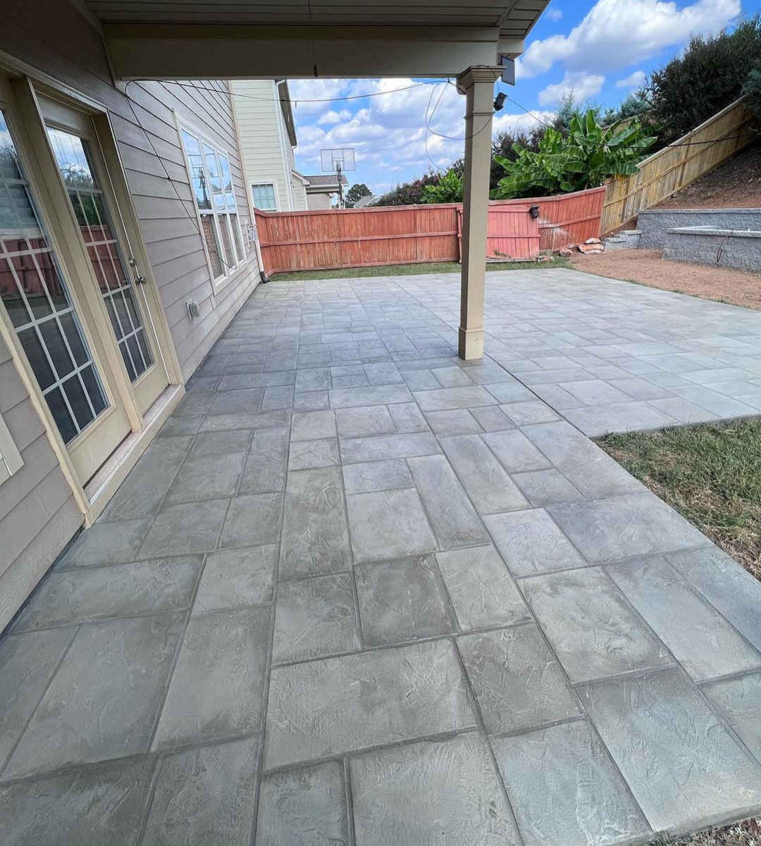 Stamped concrete in a patio