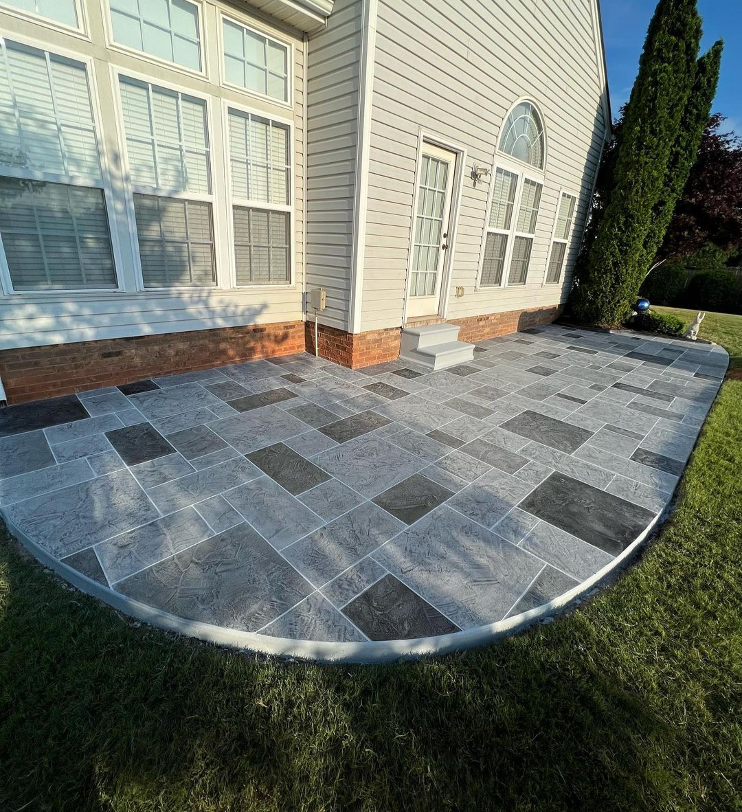 stamped decorative concrete overlay patio