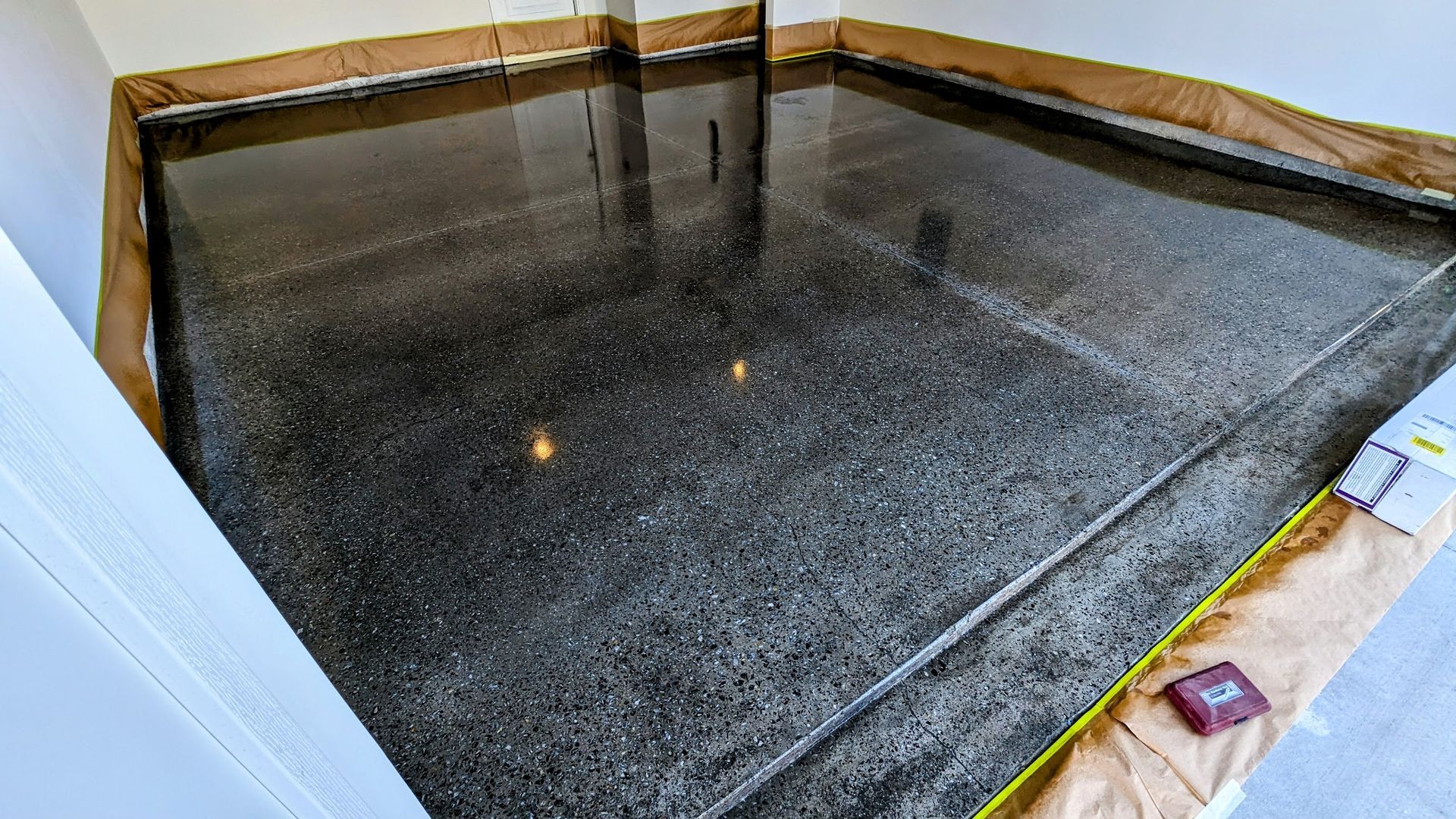 Finish look for a honed concrete flooring